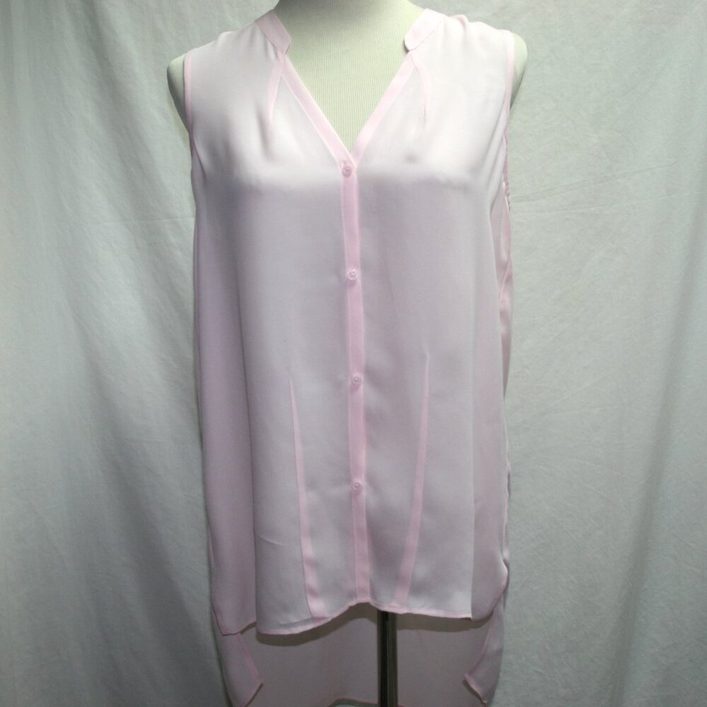 Acrobat Pink 100% Silk Sleeveless Button Front Blouse Top Medium